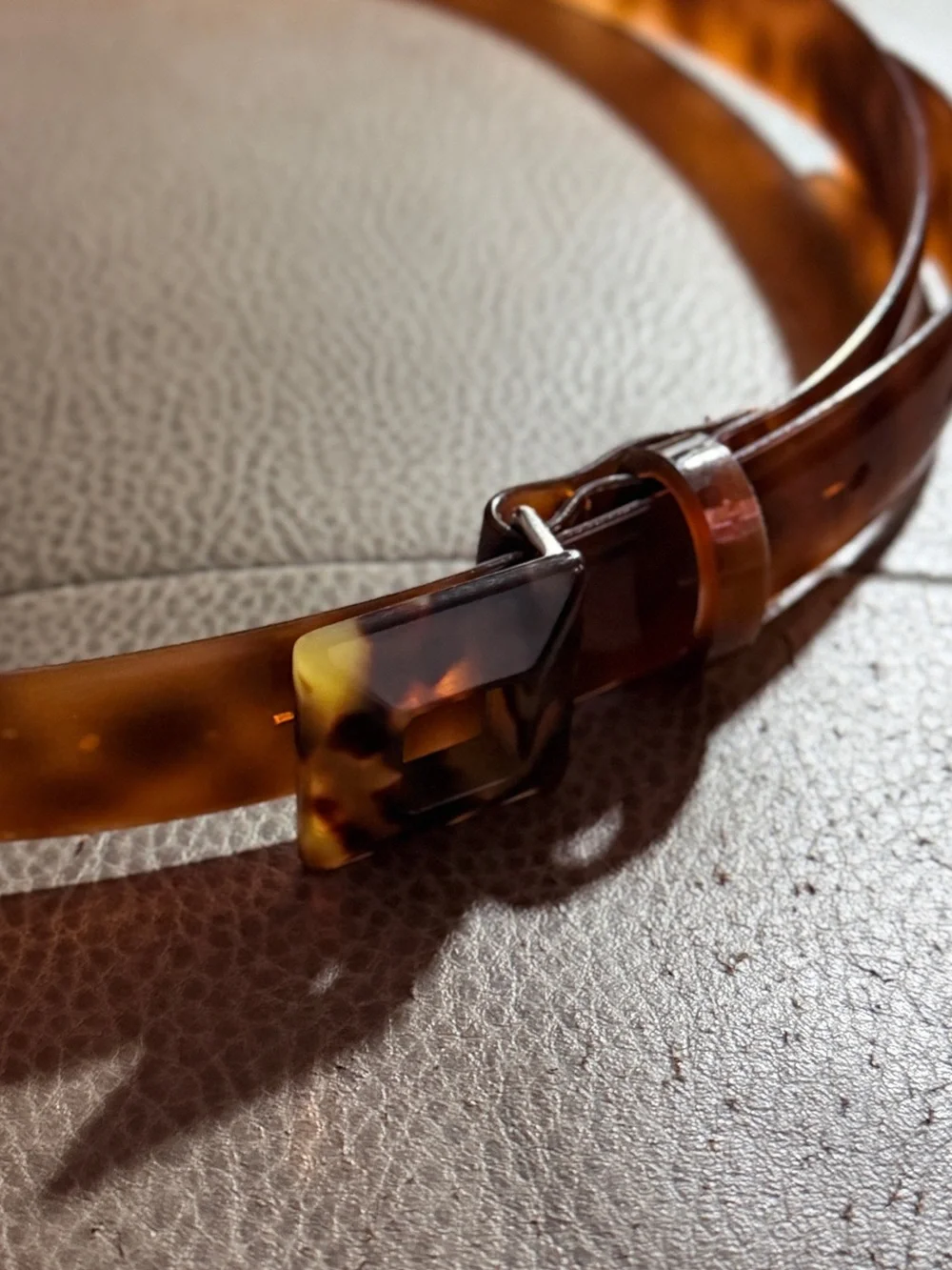 Vintage Tortoiseshell Resin Skinny Belt